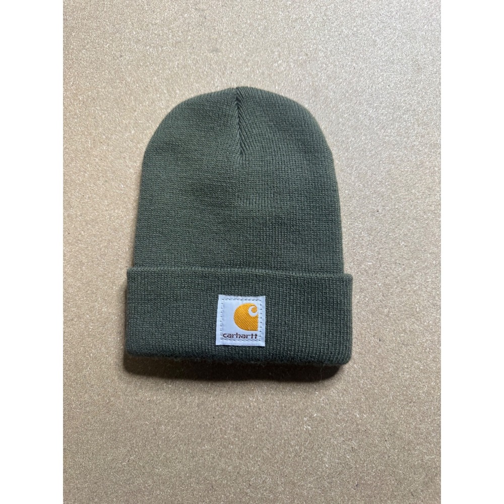 Carhartt Kids Beanie Hat Olive Green Winter‎ Knit Warm Cuffed Cap